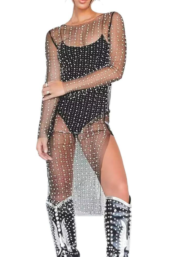 mesh dress diamonds Diamonds And Pearls Mesh Dress – GFL BOUTIQUE