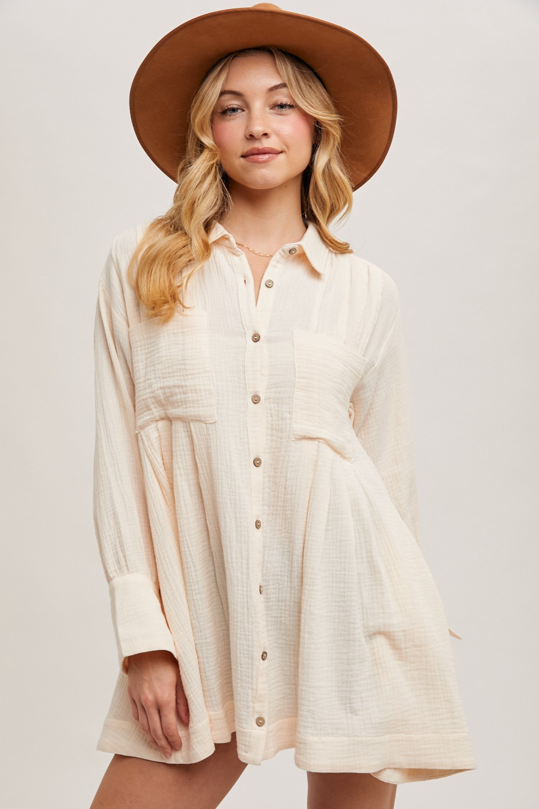 beige tunic dress Delta Tunic Dress in Moss main image 1
