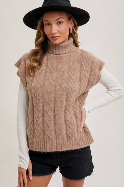 ニット/セーター Back Design Turtle-neck Knit Vest Women's Sleeveless Turtle Neck Sweater Vest | SALE | Lee®